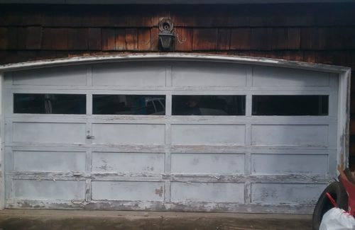 a broken garage door